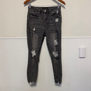 Juniors Almost Famous Skinny Jeans Size 3 Gray Distressed